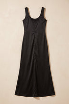 Cowl Neck with High Slit Satin Gown