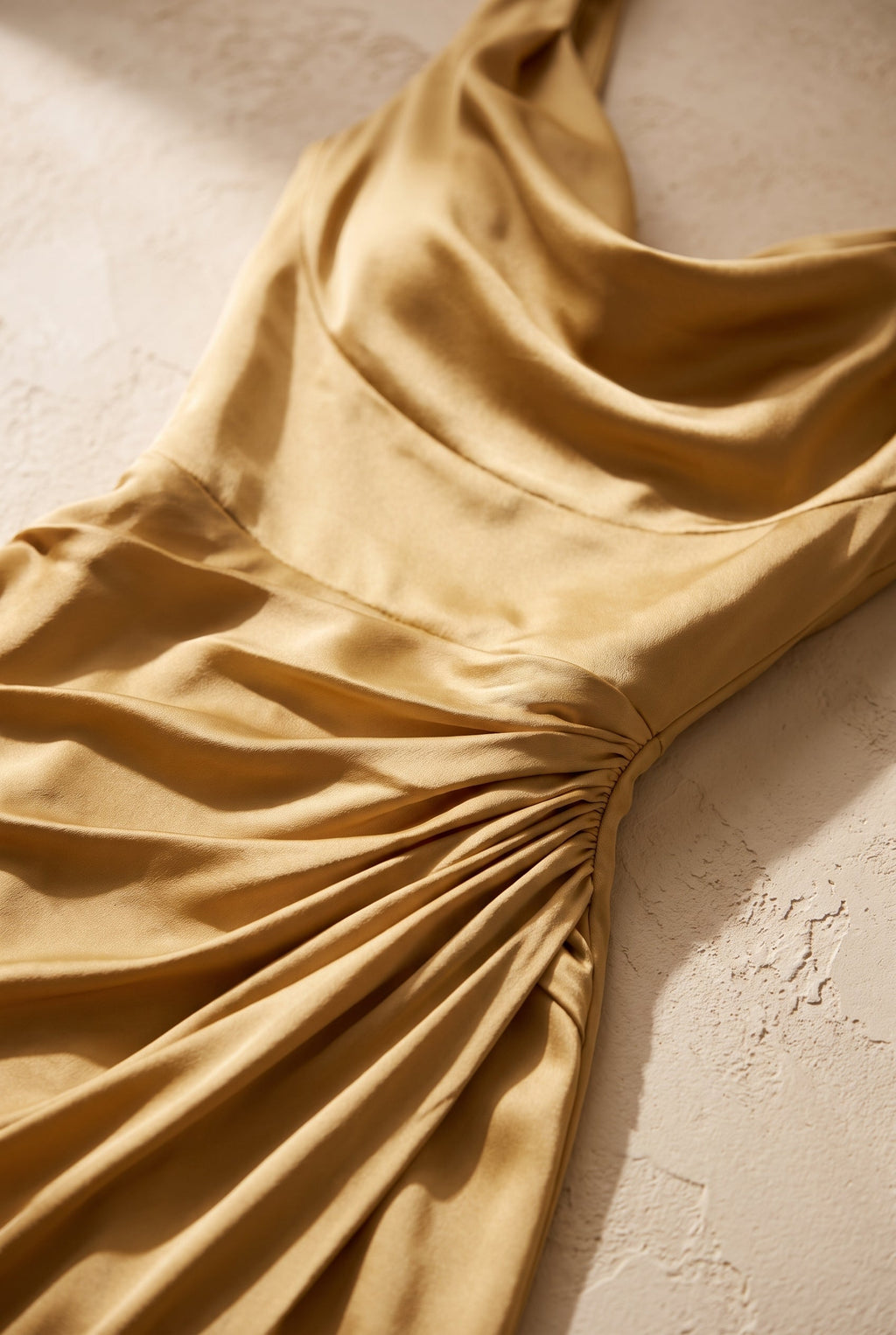 Cowl Neck with High Slit Satin Gown