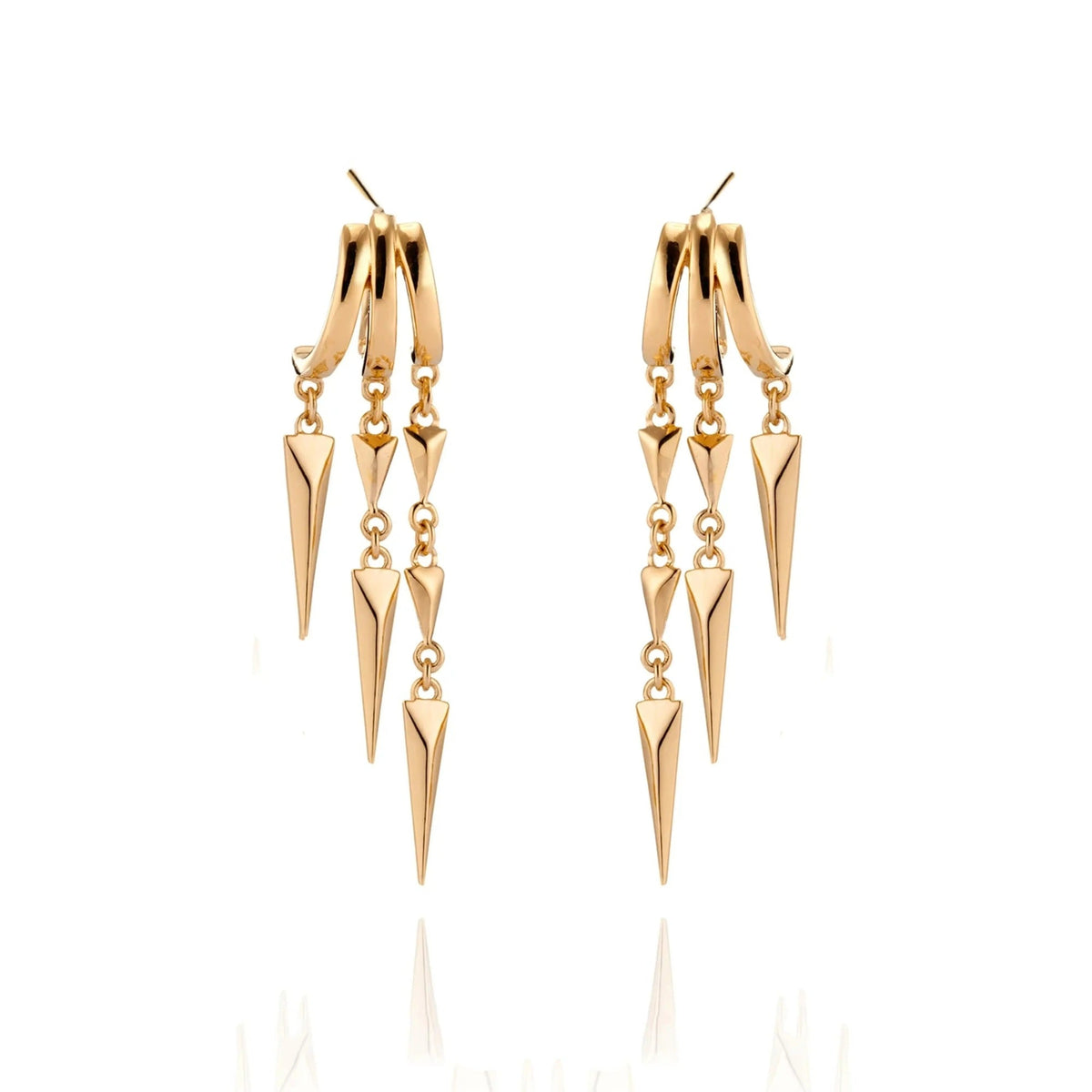 Party Stunning Long 14k Gold Chain Fringe Tassel Earrings Drops