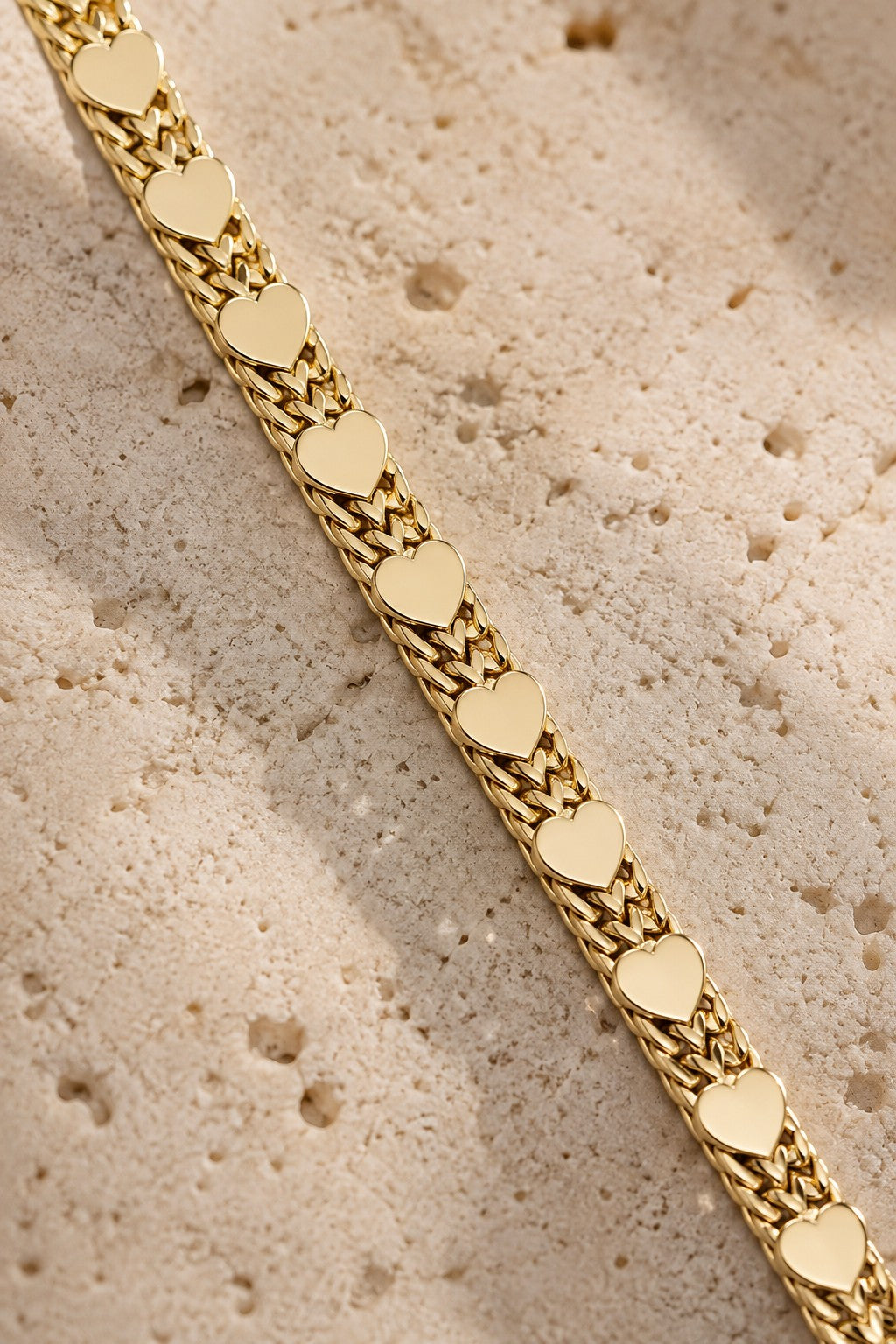 Tramonti Heart Chain Bracelet — 14k Gold-Plated Flat Chain