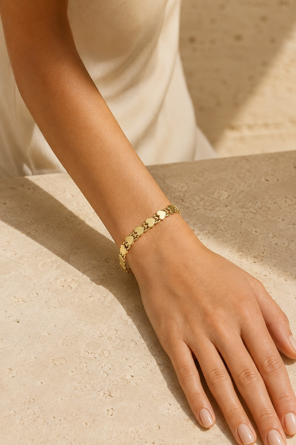 Tramonti Heart Chain Bracelet — 14k Gold-Plated Flat Chain