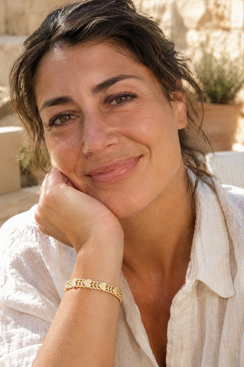 Tramonti Heart Chain Bracelet — 14k Gold-Plated Flat Chain
