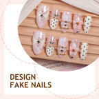 White polka dot lace press on nails